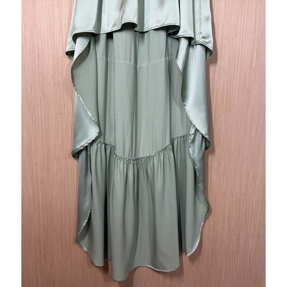 WeWoreWhat Sage Green Satin High-Low Maxi Dress - Picture 4 of 15